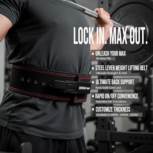 IBRO Powerlifting Lever Gym Belt ? Power 8MM Extreme Heavy Duty Genuine Leather Belts - Squats Deadlifts Bodybuilding Weight Lifting IPF Power Lifting Strongman for Men 8mm AllBlack XL - Image 3