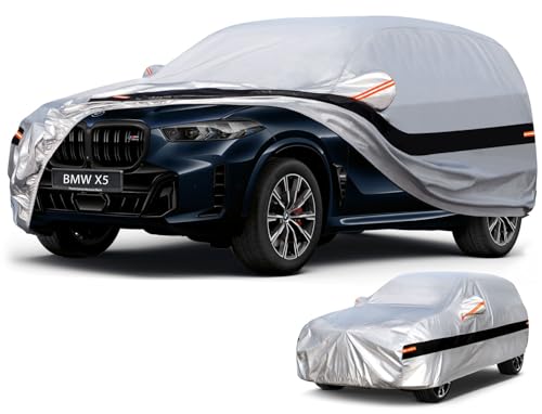 Holthly 10 Layers SUV Car Cover Custom Fit for BMW X5 20072024 Waterproof All Weather for Automobiles Outdoor Full Cover Rain Sun UV ProtectionSilver