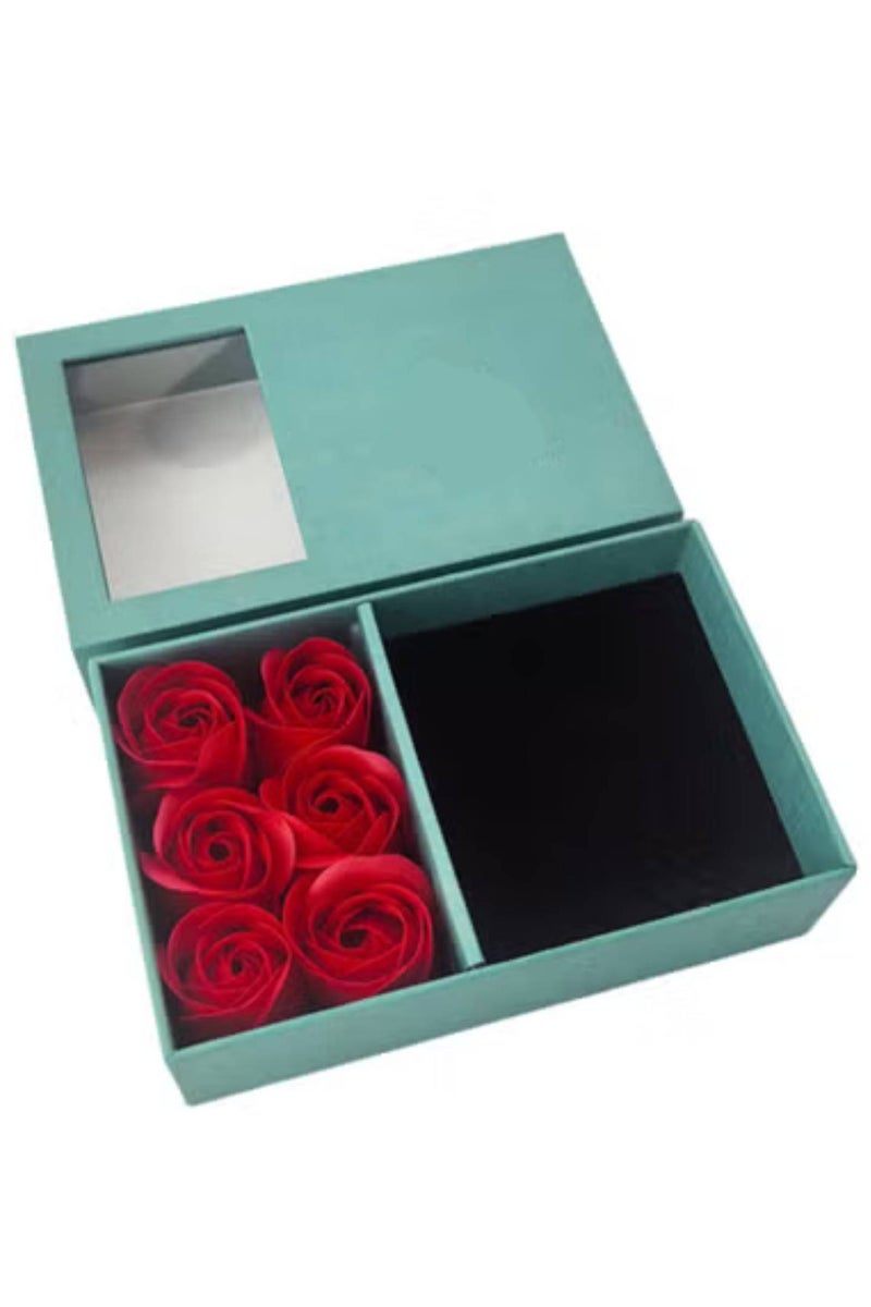 صندوق هدايا مع 6 رؤوس من الورود، صندوق زهور للمجوهرات مع حقيبة، صندوق وردة حمراء محفوظة إلى الأبد، ورود حقيقية أبدية للنساء، الزوجة، الصديقة، إلخ صندوق أخضر نعناعي