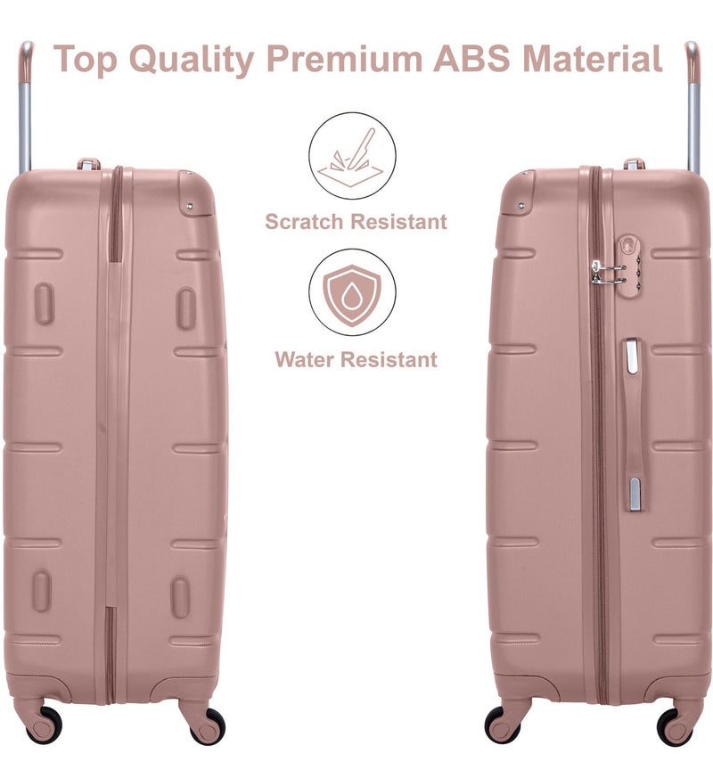 SENATOR Hard Case Travel Bag Extra Large Checked Luggage Trolley ABS Lightweight Suitcase with 4 Spinner Wheels A1012, Rose Gold - Image 3