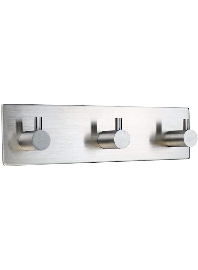 HALAMODO Hooks and Hanger, 3M Self Adhesive Stainless Steel Heavy Duty Coat Hanger Purse Hanger Robe Towel Hook 3-Hook for Bathroom, Living Room, Kitchen Wall Mounted (3 Hooks)  - Image 1