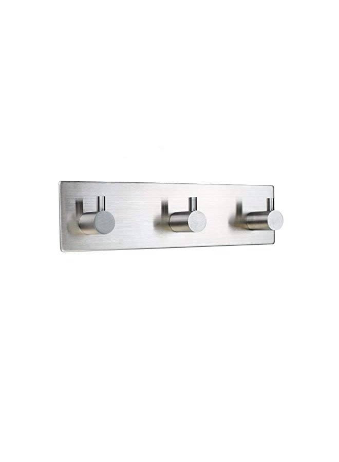 HALAMODO Hooks and Hanger, 3M Self Adhesive Stainless Steel Heavy Duty Coat Hanger Purse Hanger Robe Towel Hook 3-Hook for Bathroom, Living Room, Kitchen Wall Mounted (3 Hooks)  - Image 2