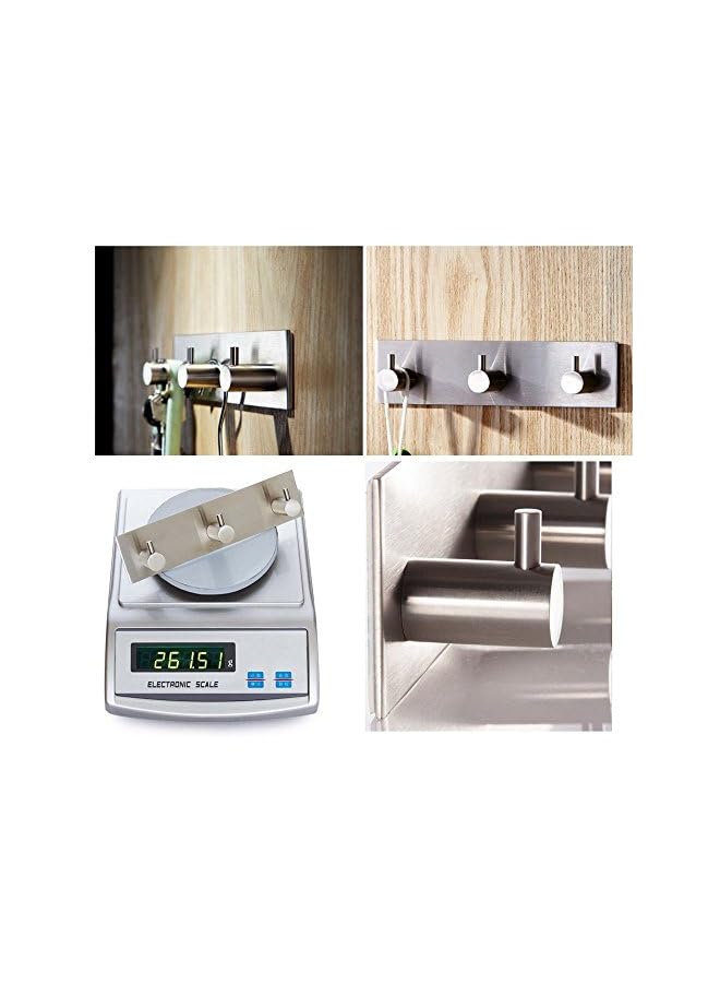 HALAMODO Hooks and Hanger, 3M Self Adhesive Stainless Steel Heavy Duty Coat Hanger Purse Hanger Robe Towel Hook 3-Hook for Bathroom, Living Room, Kitchen Wall Mounted (3 Hooks)  - Image 5