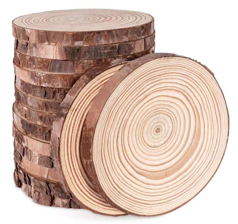 ilauke Natural Wood Slices 16 Pcs 1112cm Circle Wooden Discs Unfinished Log Wooden Rounds for Arts Crafts Wall Decor Wedding Christmas DIY Projects