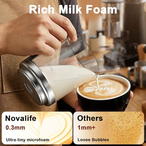 Novalife 5-in-1 Electric Milk Frother, Removable Milk Frother and Steamer One-Touch for Hot and Cold Milk Froth Latte/Cappuccino/Hot Chocolate, 600W Milk Frother, Dishwasher-Safe BPA Free (black) - Image 3