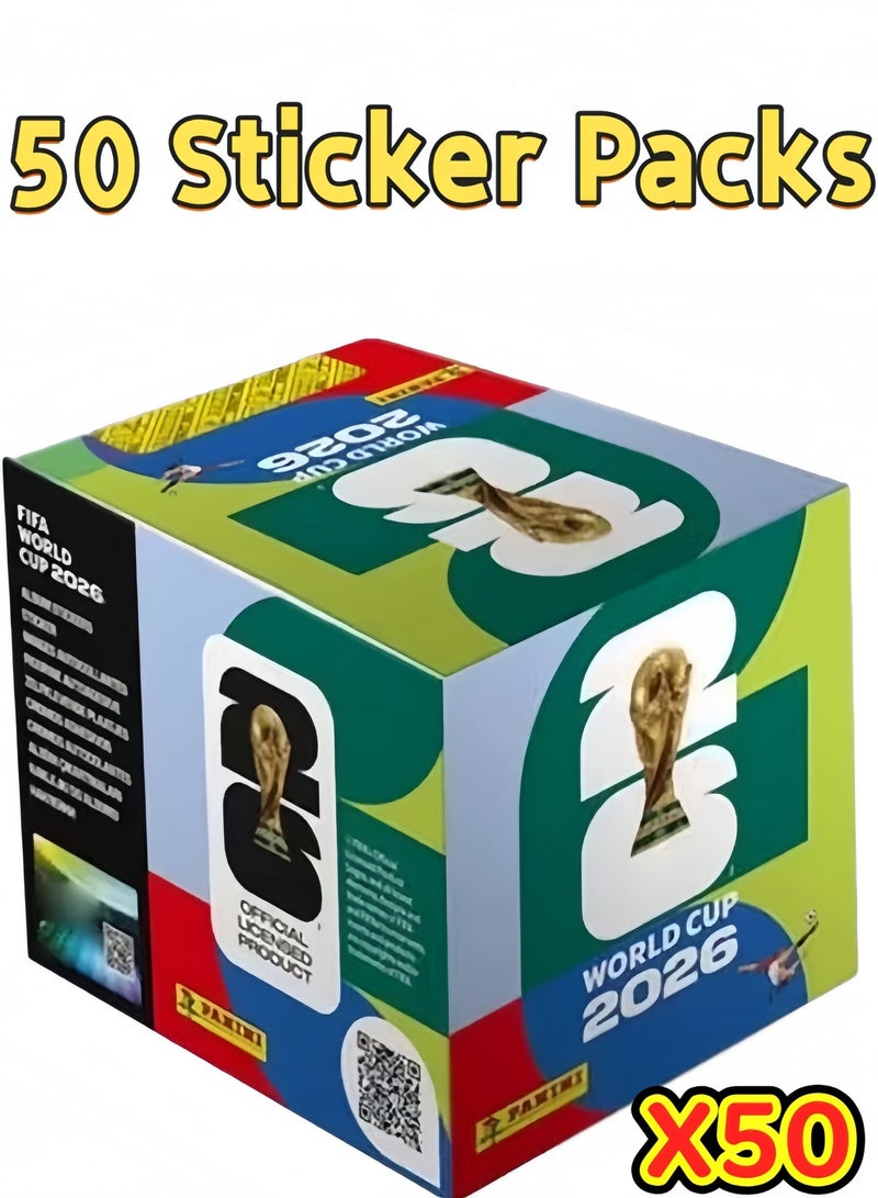 Panini 50 Packs of Stickers 2026 Panini FIFA World Cup Sticker Box –Official Event Collectible - Image 1
