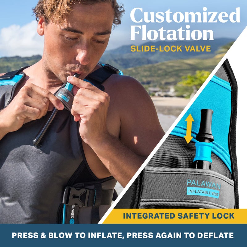 Seaview 180 Seaview Palawan Inflatable Snorkel Vest - Premium Snorkel Jacket for Adults. Balanced Flotation, Secure Lock and Comfort Fit. for Snorkeling, Paddle-Boarding and Other Low Impact Water Sports - Image 4