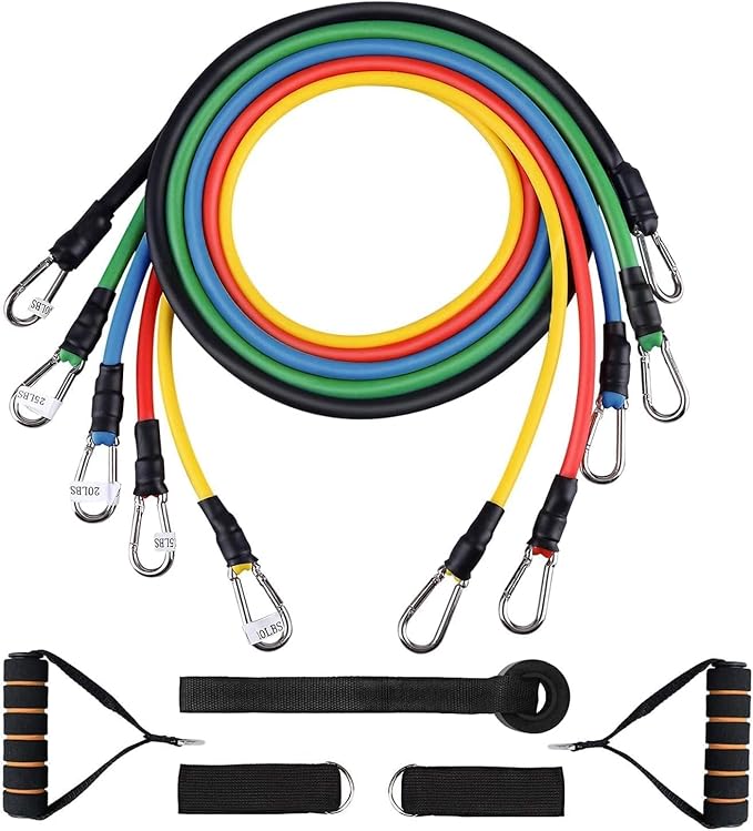 5-Piece Exercise Resistance Bands Set - Strength Training Fitness Tubes with Handles, Door Anchor & Ankle Straps - Image 1