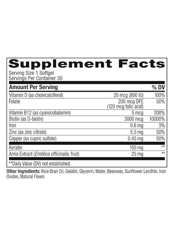 OLLY Ultra Strength Hair Multi-Benefit-Blend,Support Healthy Hair 30 Softgels - Image 3