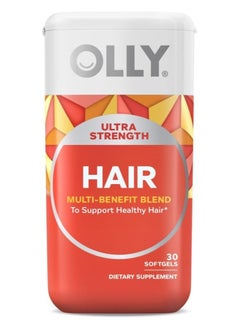 OLLY OLLY Ultra Strength Hair Multi-Benefit-Blend,Support Healthy Hair 30 Softgels  - Image 1