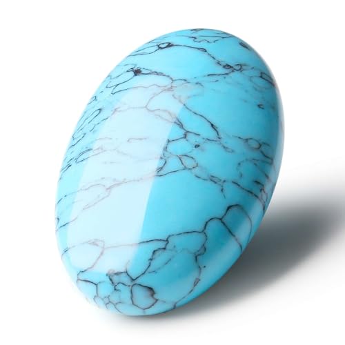LAIDANLA Turquoise 2.4" Large Palm Stone Healing Crystals Gemstones Calming Effects Energy Balancing Reiki Polished Worry Stone Cleansing Protection Anxiety Stress Relief Therapy 1PC - Image 1