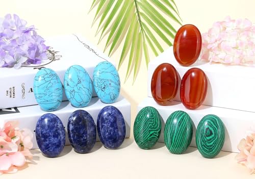 LAIDANLA Turquoise 2.4" Large Palm Stone Healing Crystals Gemstones Calming Effects Energy Balancing Reiki Polished Worry Stone Cleansing Protection Anxiety Stress Relief Therapy 1PC - Image 4