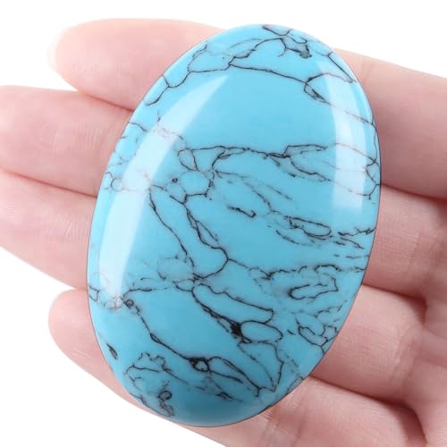 LAIDANLA Turquoise 2.4" Large Palm Stone Healing Crystals Gemstones Calming Effects Energy Balancing Reiki Polished Worry Stone Cleansing Protection Anxiety Stress Relief Therapy 1PC - Image 2