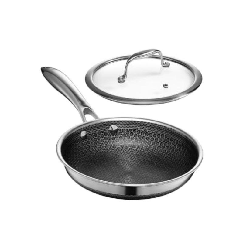 Cooking pan for daily use, aluminum alloy with nonstick coating, black color, hybrid nonstick technology ensures easy food release and effortless cleaning - Image 1