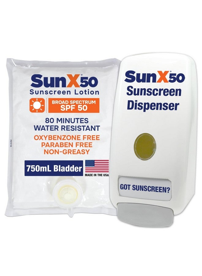 coretex Sun X 50 Spf Oil Free Sunscreen Lotion With Wall Mount Dispenser 750Ml Of Paraben Oxybenzone & White Cast Free Broad Spectrum (Uva/Uvb) Sunscreen Water & Sweat Resistant For Up To 80 Minutes - Image 1