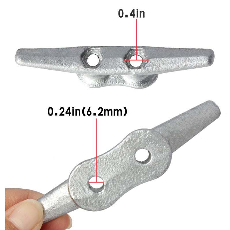 VEITHI Dock Cleat 4 inch - Hot Dipped Galvanized Boat Cleats, Rope Cleat, Boat Dock Cleats with Hardware Ideal for Small Boat,Deck,Piers for Tying up Boats,Marine Decor,Boat Tie Down Cleats (8 Pack) - Image 4