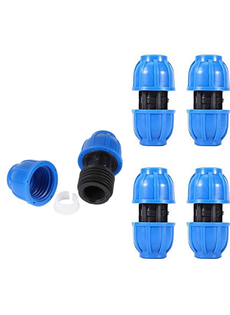 Excefore - Water Pipe Connector, 5 Pcs PE Plastic 20 mm to 20 mm Straight Pipe Connection Adapter, Quick Connect Hose End Connector Kit for Water Gun and Pipe - Image 1