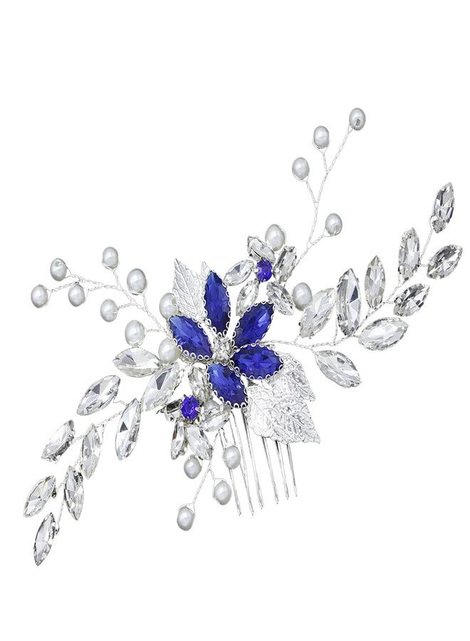 Siutaga Wedding Hair Comb Banquet Blue Rhinestone Hair Accessories Something Blue for Brides Hair Clip for Bridesmaid and Women Girls - Image 1