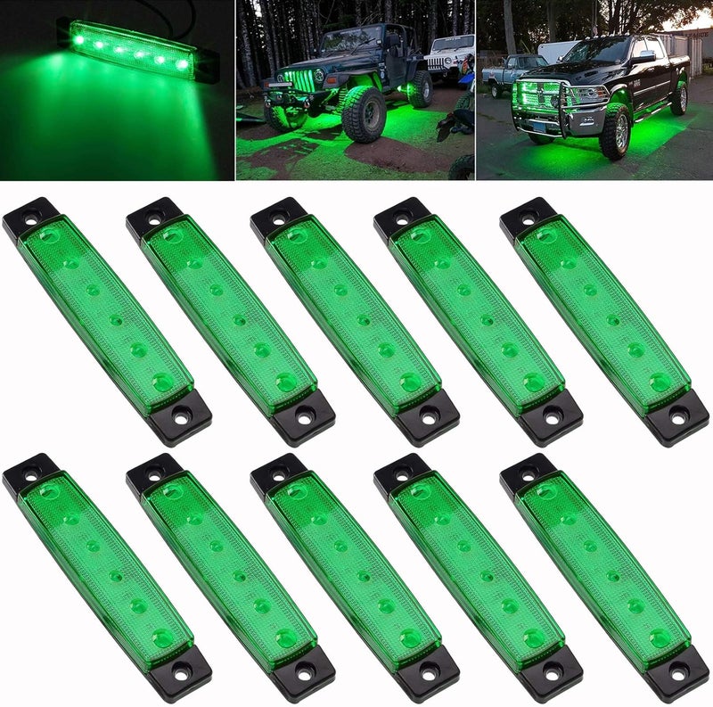 PSEQT 10 Pcs LED Rock Strip Lights Car Underglow Wheel Fender Well Lighting Kits Waterproof for Golf Cart Wrangler Offroad Truck RV UTV ATV Snowmobile (Green) - Image 2