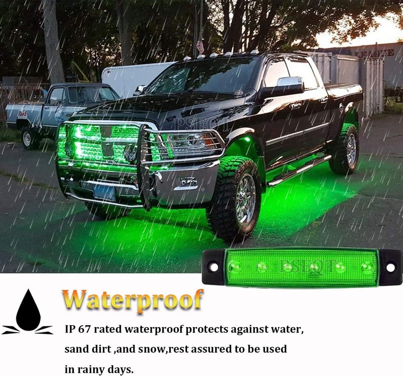 PSEQT 10 Pcs LED Rock Strip Lights Car Underglow Wheel Fender Well Lighting Kits Waterproof for Golf Cart Wrangler Offroad Truck RV UTV ATV Snowmobile (Green) - Image 4