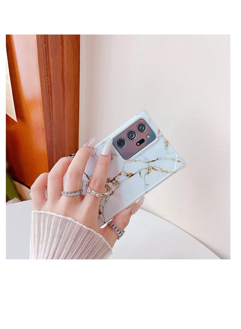 Captaintech For Samsung Galaxy Note 20 Ultra Case,with Ring Holder Diamond Rhinestone, Marble Cute Luxury, Scratch Resistant, Full Coverage, Delicate Touch Feeling, Ultra-thin Case (White Marble) KSA | Riyadh, Je - Image 4