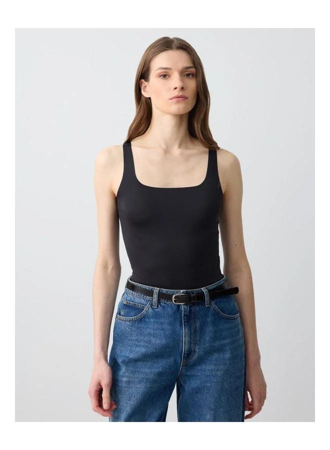 Jimmy Key Black V-Neck Slim Fit Sleeveless Knit Tank Top.