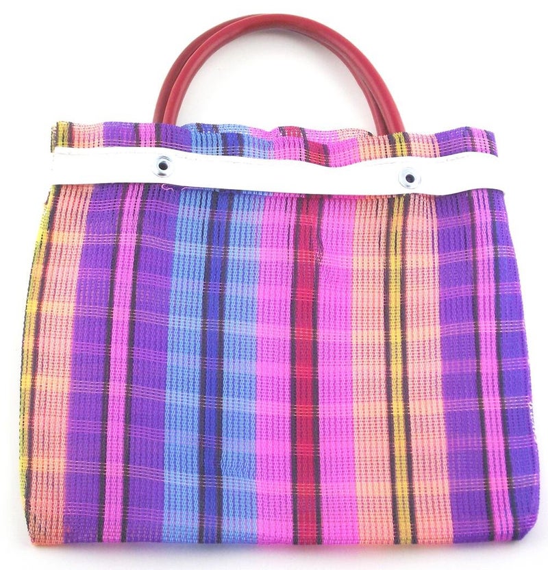More Fiesta 6 Pcs Small Mexican Tote Mercado Bags 7.5 inch by 7.5 inch, Assorted Colors High Thread Mesh - Mini Mexican Mercado Candy Bags - Image 3