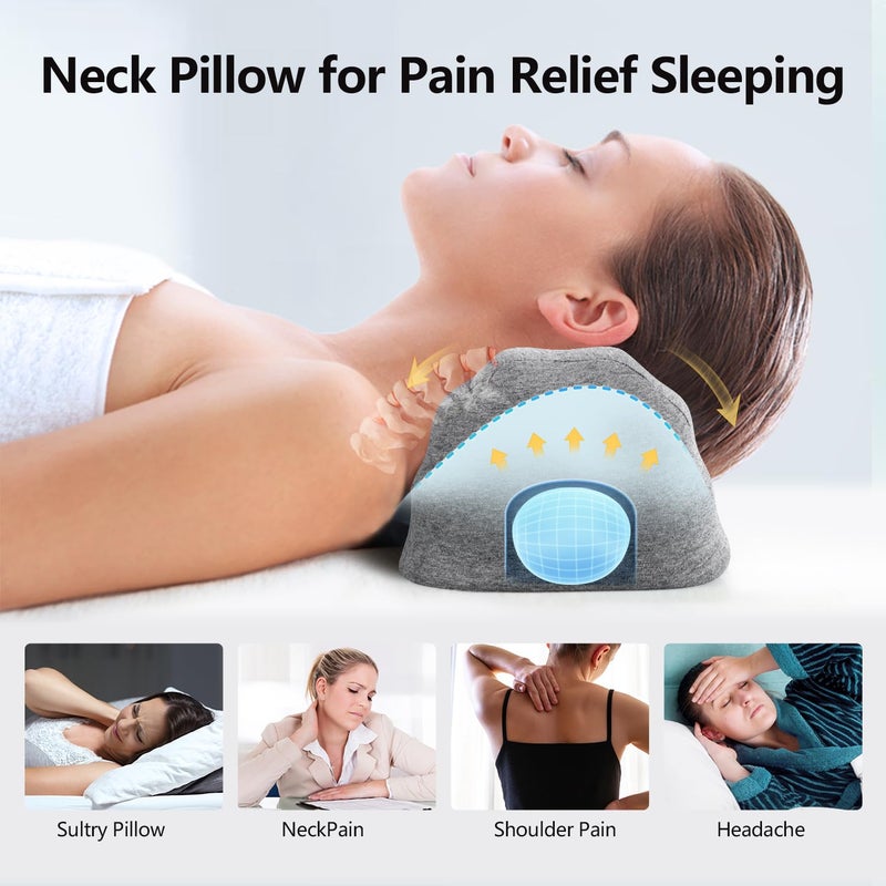RESTCLOUD Neck Pillows for Pain Relief Sleeping, Neck Roll Pillow Neck Cervical Pillows for Stiff Neck Pain Relief Bed Pillow Height and Firm Adjustable - Image 2