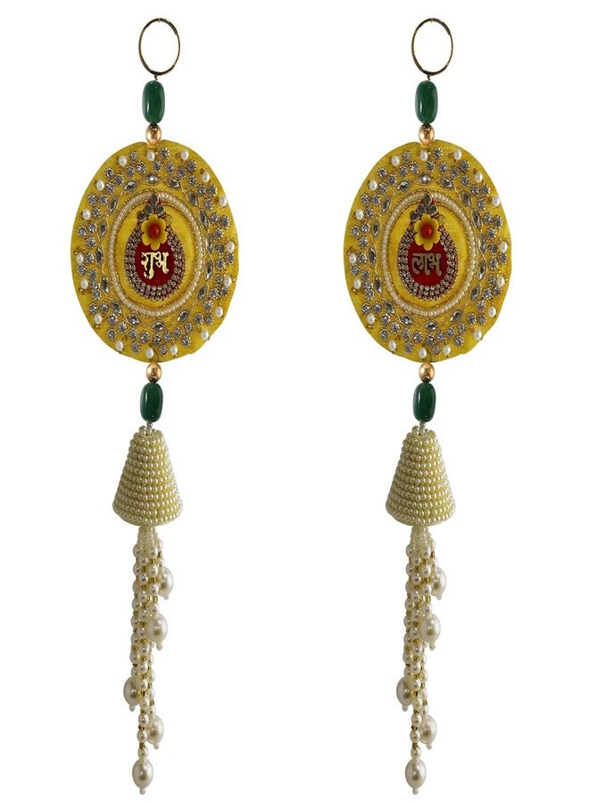 9Dzine معلقة Shubh Labh Jhumki لتزيين Gudi Padwa للمنزل | توران مدخل الباب الرئيسي ومعلق جداري | قطعة ديكور لغرفة ماندير وبوجا وغرفة المعيشة | عنصر هدية احتفالية - Image 4