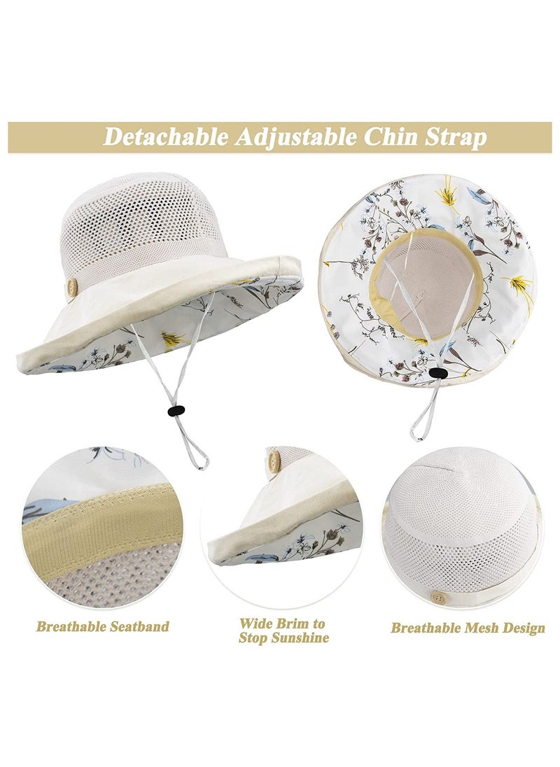 KASTWAVE - Women's Mesh Sun Hat, Beach Hat Summer UV Protection with Chin Strap, Packable Wide Brim Bucket Hat UPF 50+ - Image 1