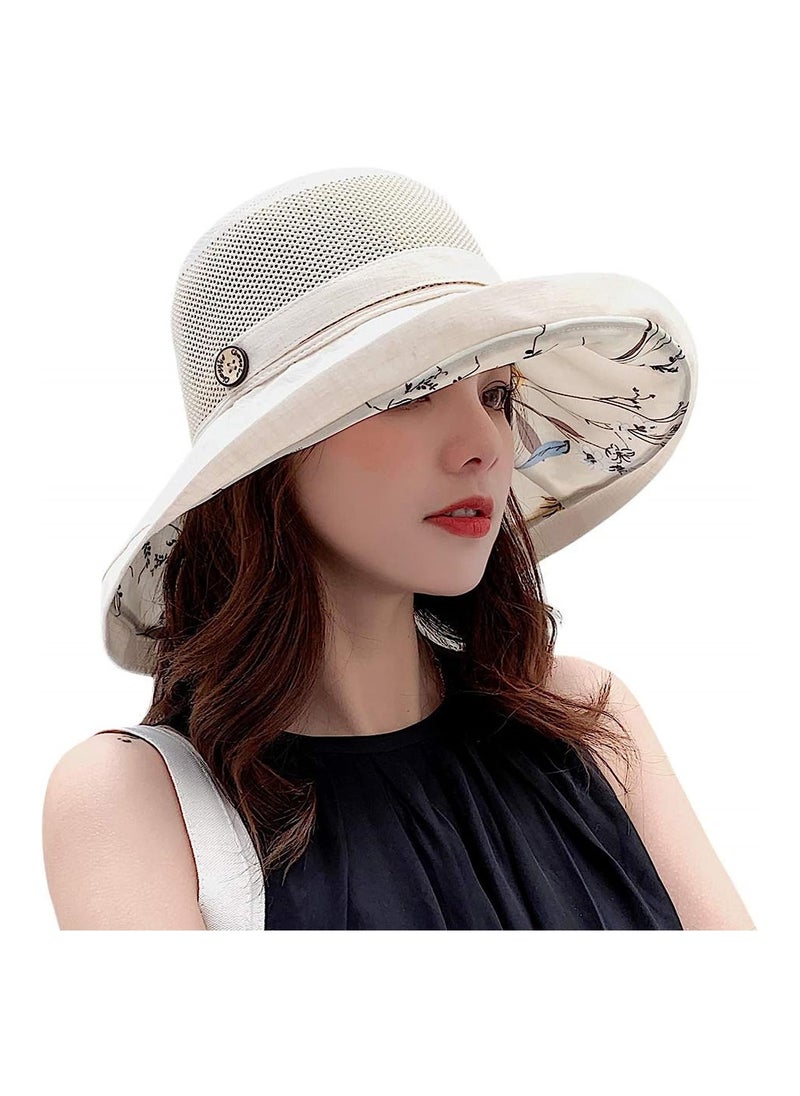KASTWAVE - Women's Mesh Sun Hat, Beach Hat Summer UV Protection with Chin Strap, Packable Wide Brim Bucket Hat UPF 50+ - Image 1