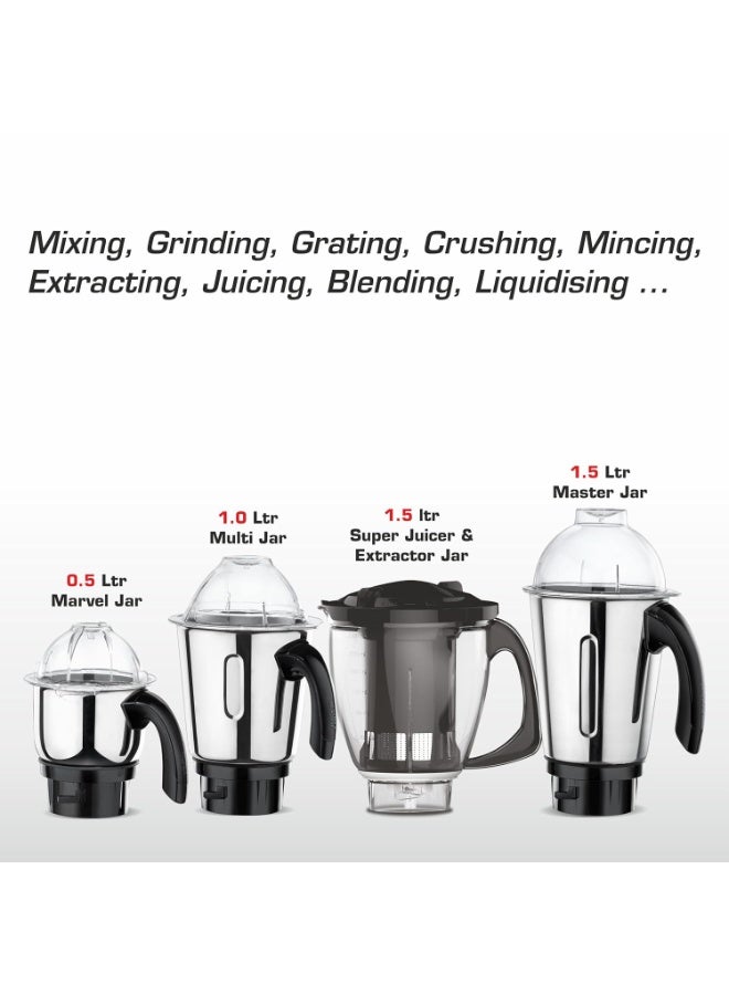 فيديم Vidiem Vstar Adc Blu Mixer Grinder 717 A|750 Watts|5 Jar In-1 Juicer|5 Leakproof Jars With Self-Lock, Wet And Dry, Chutneys & Curries|ABS Body|5 Year Warranty On Motor & 2 Year Product Warranty, Blue - Image 3