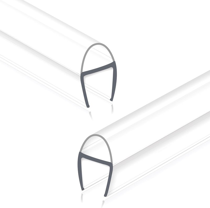 EAISMON Frameless Shower Door Seal Strip 2 Pack x 39 Inch U for 3/8" Thick Glass Shower Door Side Seal Strip Bottom Seal Door Sweep Ultra Clear Polycarbonate, Stop Shower Leaks Create A Water Barrier - Image 1