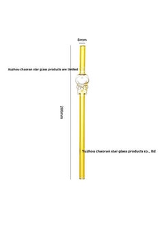 Colorful Cartoon High Borosilicate Glass Creative Straws Wholesale BPA Free Eco Friendly Drinking Straws For Party And Events-Color:Yellow