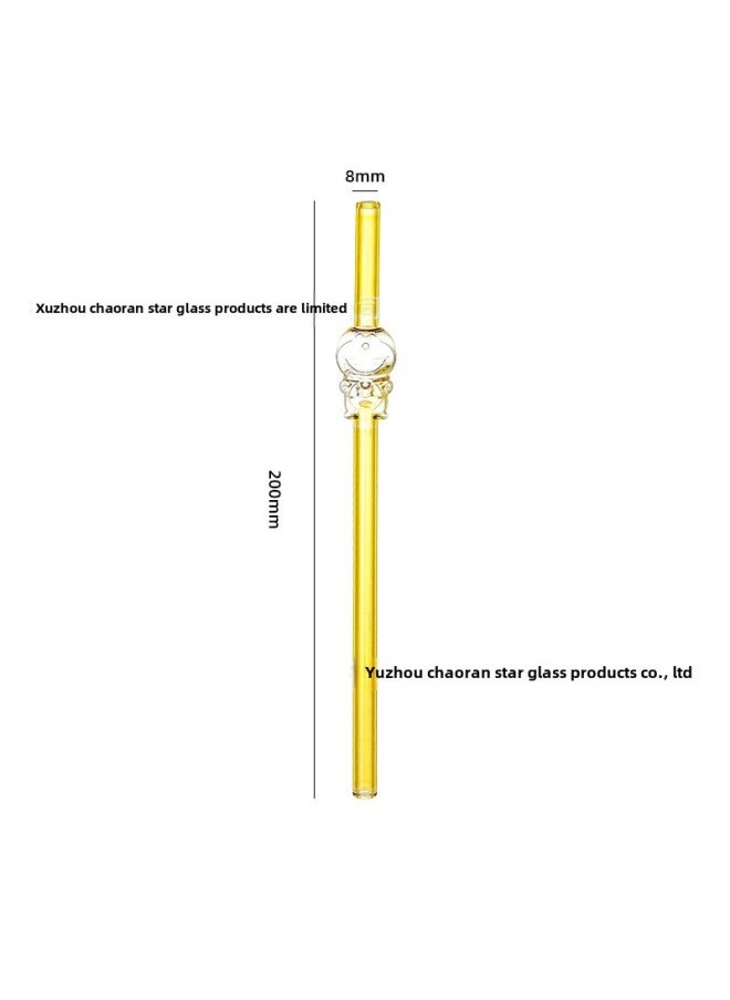 Generic - Colorful Cartoon High Borosilicate Glass Creative Straws Wholesale BPA Free Eco Friendly Drinking Straws For Party And Events-Color:Yellow - Image 1