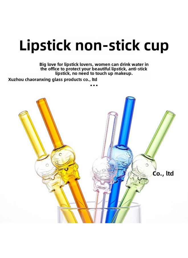 Generic - Colorful Cartoon High Borosilicate Glass Creative Straws Wholesale BPA Free Eco Friendly Drinking Straws For Party And Events-Color:Yellow - Image 1