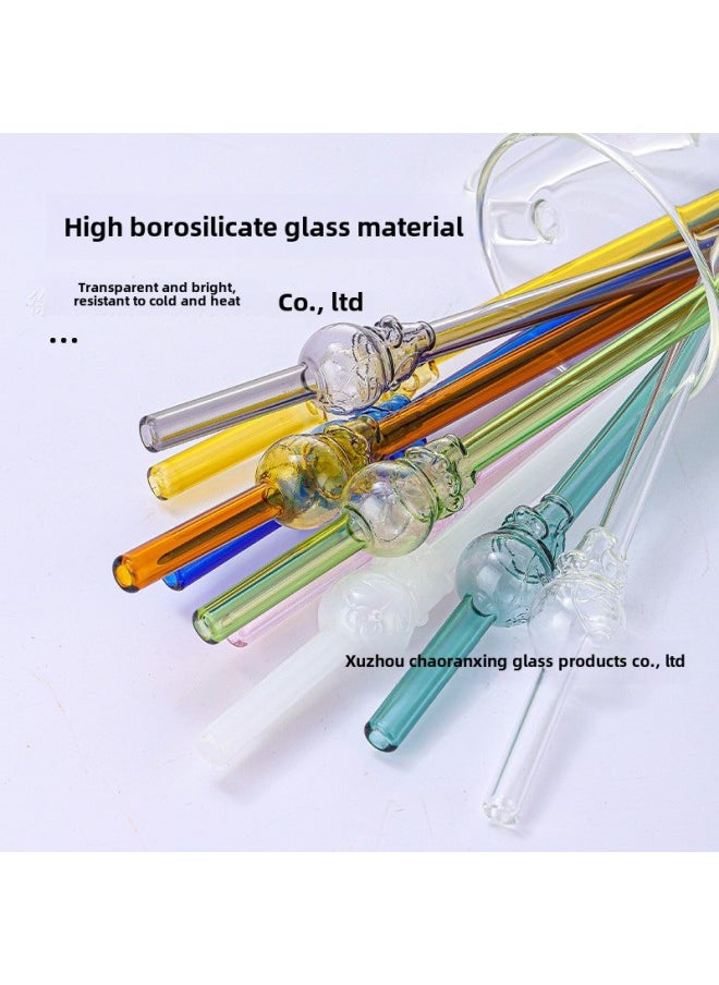 Generic - Colorful Cartoon High Borosilicate Glass Creative Straws Wholesale BPA Free Eco Friendly Drinking Straws For Party And Events-Color:Yellow - Image 1
