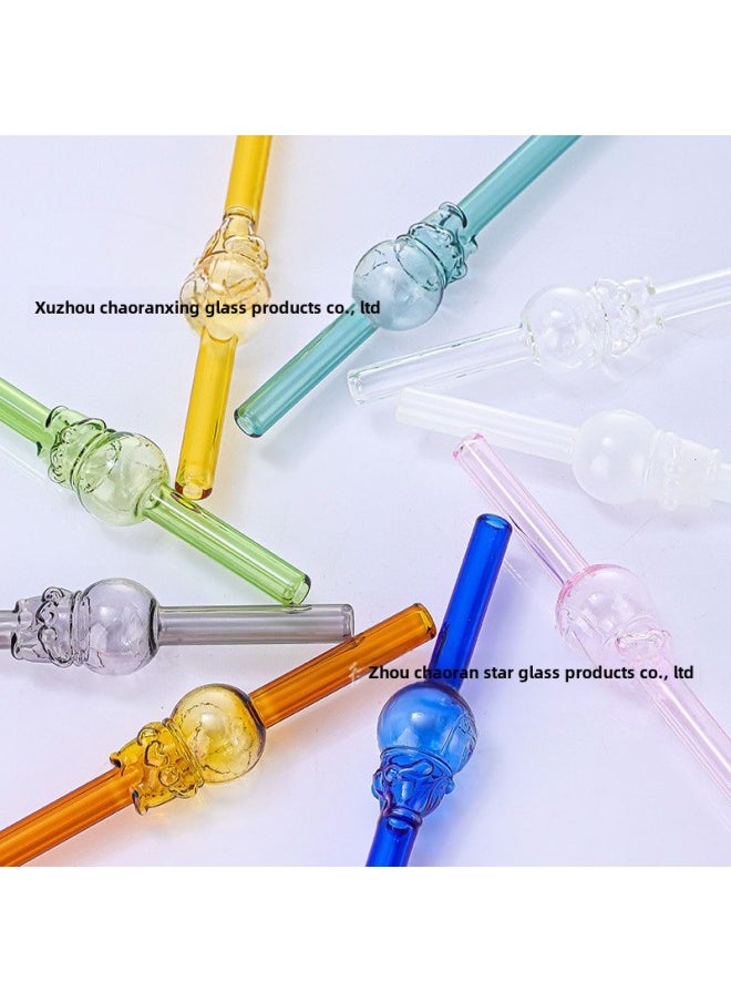 Generic - Colorful Cartoon High Borosilicate Glass Creative Straws Wholesale BPA Free Eco Friendly Drinking Straws For Party And Events-Color:Yellow - Image 1