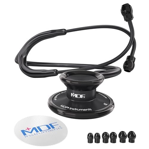 MDF Instruments MDF747XP-BO Acoustica Deluxe Lightweight Dual Head Stethoscope (Black) - Image 1