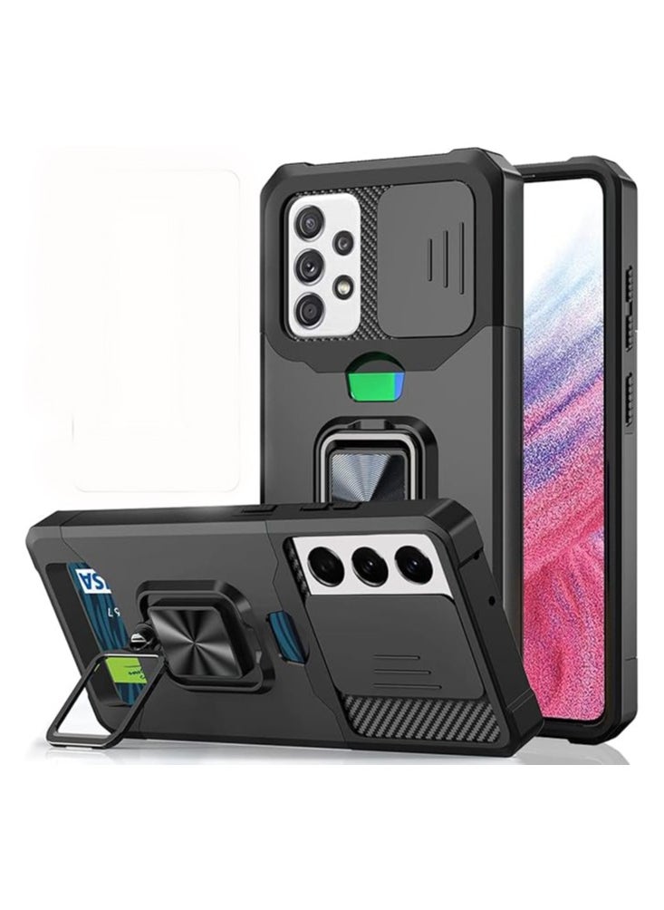 Generic - Samsung Galaxy A53 5G phone case with camera protection cover, stand, heavy duty, ultra-thin shock-proof blend solid drop Samsung Galaxy A53 cover black - Image 1