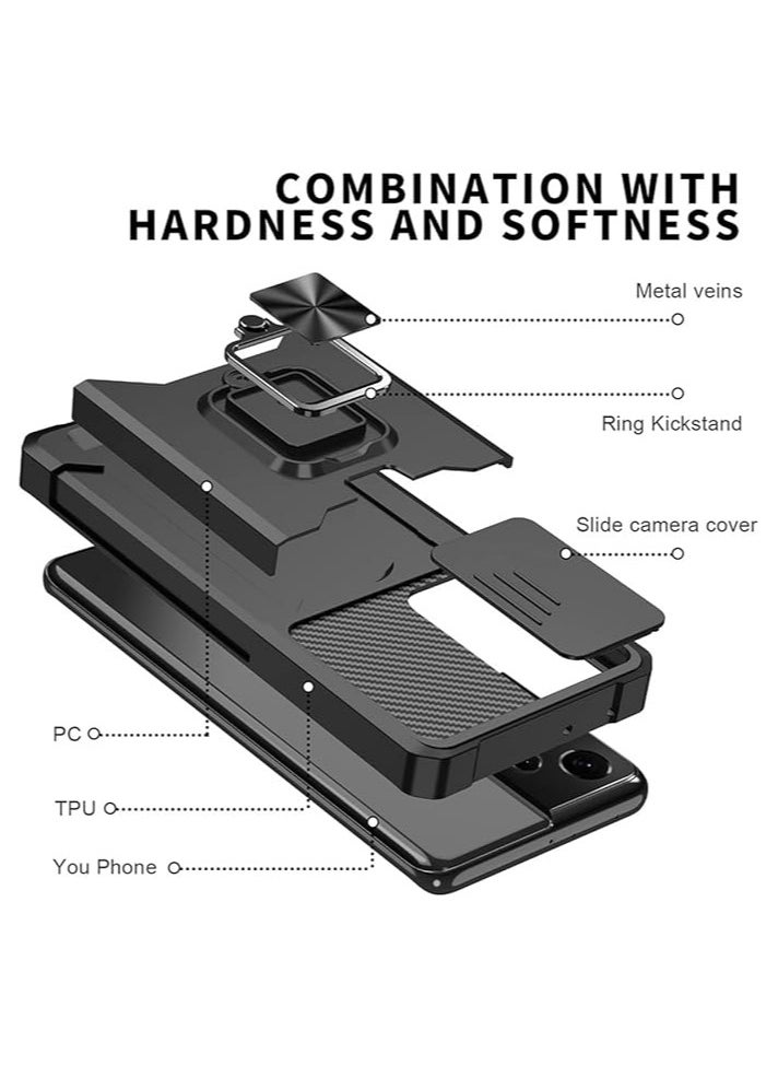 Generic - Samsung Galaxy A53 5G phone case with camera protection cover, stand, heavy duty, ultra-thin shock-proof blend solid drop Samsung Galaxy A53 cover black - Image 1