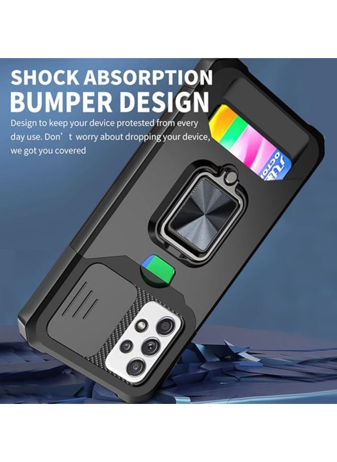 Generic - Samsung Galaxy A53 5G phone case with camera protection cover, stand, heavy duty, ultra-thin shock-proof blend solid drop Samsung Galaxy A53 cover black - Image 1