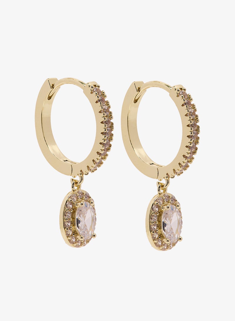 ايلا أقراط صغيرة مزينة بالماس والزركون مع تفاصيل ذهبية - Image 1