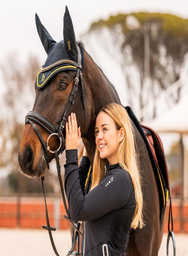 HORZE Wicklow Ear Net - Dark Navy - Horse - Image 3