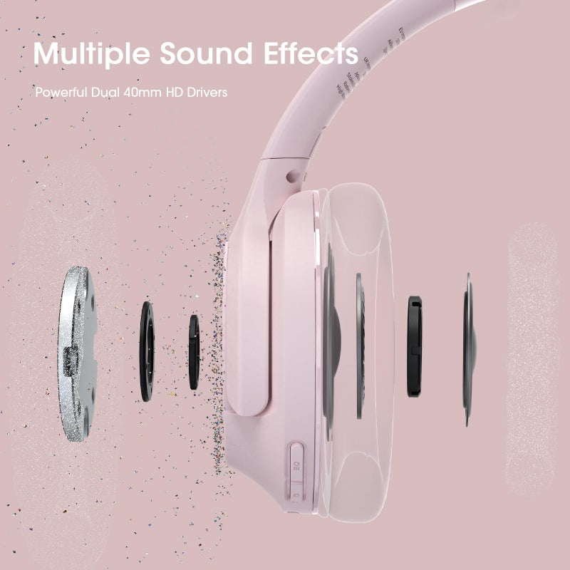 YUMONDEAR Bluetooth Headphones Over Ear, 80 Hrs Playtime Wireless Headphones with ENC Mic, Deep Bass EQ, Foldable Comfort for Travel, Gym & Commuting, Stocking Stuffers - Image 5