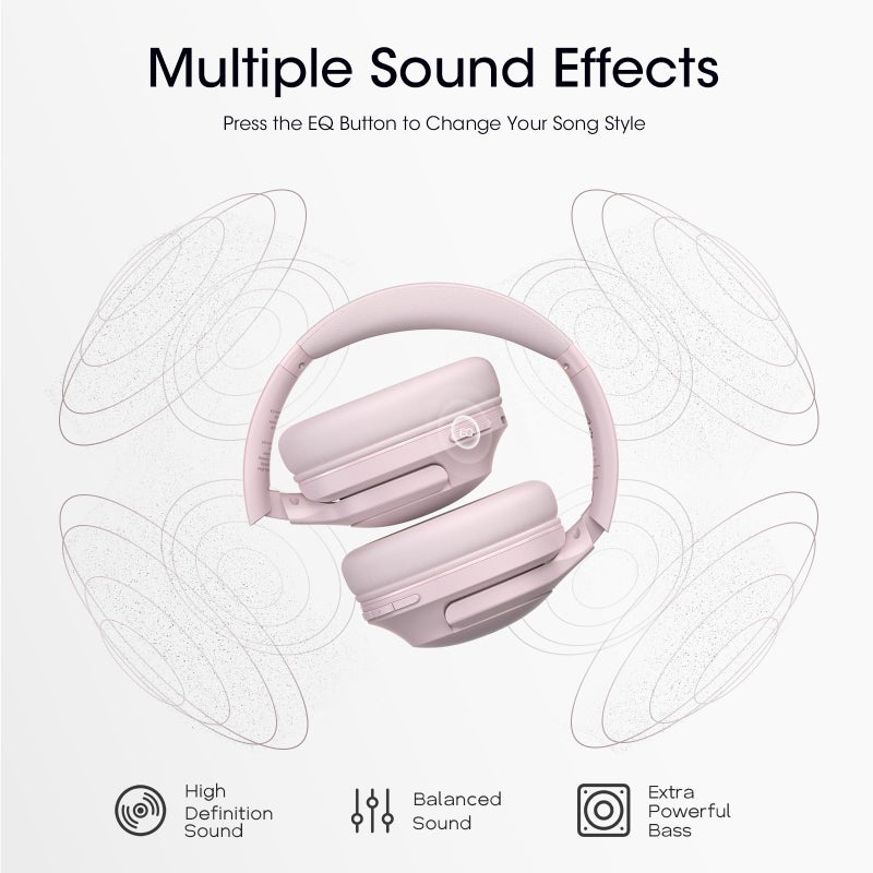 YUMONDEAR Bluetooth Headphones Over Ear, 80 Hrs Playtime Wireless Headphones with ENC Mic, Deep Bass EQ, Foldable Comfort for Travel, Gym & Commuting, Stocking Stuffers - Image 2