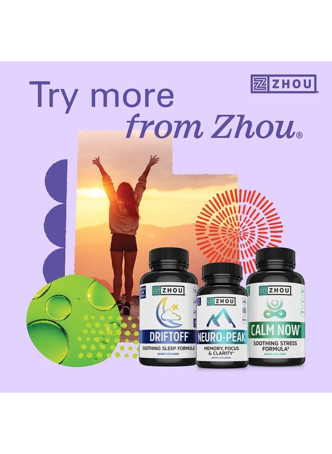 Zhou Nutrition - Zhou Nutrition Ashwagandha Capsules, Blend of Rhodiola, Holy Basil, Cordyceps, Reishi & Ashwagandha Supplement, 30 Servings, 60 Capsules - Image 1