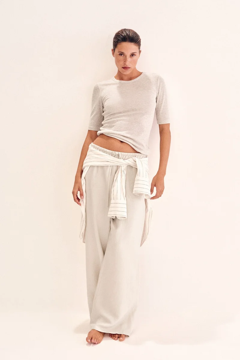 H&M Linen-blend drawstring trousers