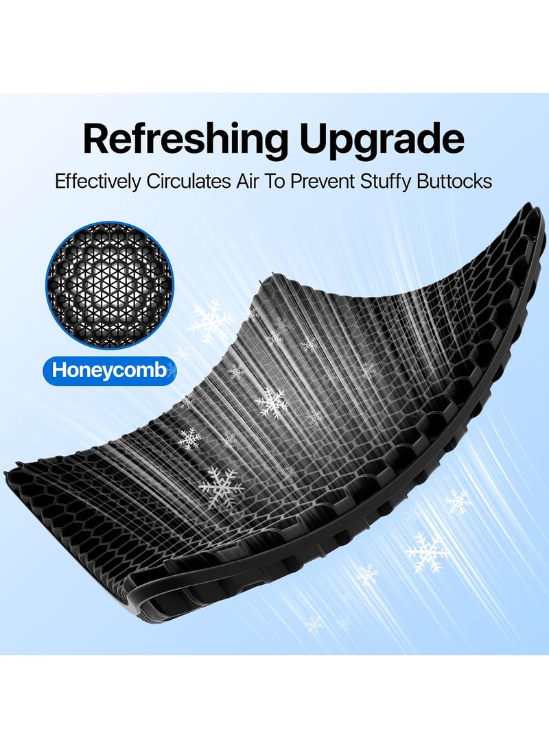 اكسيسن وسادة جل للمقعد، وسادة مقعد هلامية، وسادة مقعد مبردة بغطاء مانع للانزلاق، تصميم قرص عسل بارد ومساميّ، وسادة جل لكرسي المكتب، المنزل، السيارة، الكرسي المتحرك - Image 3