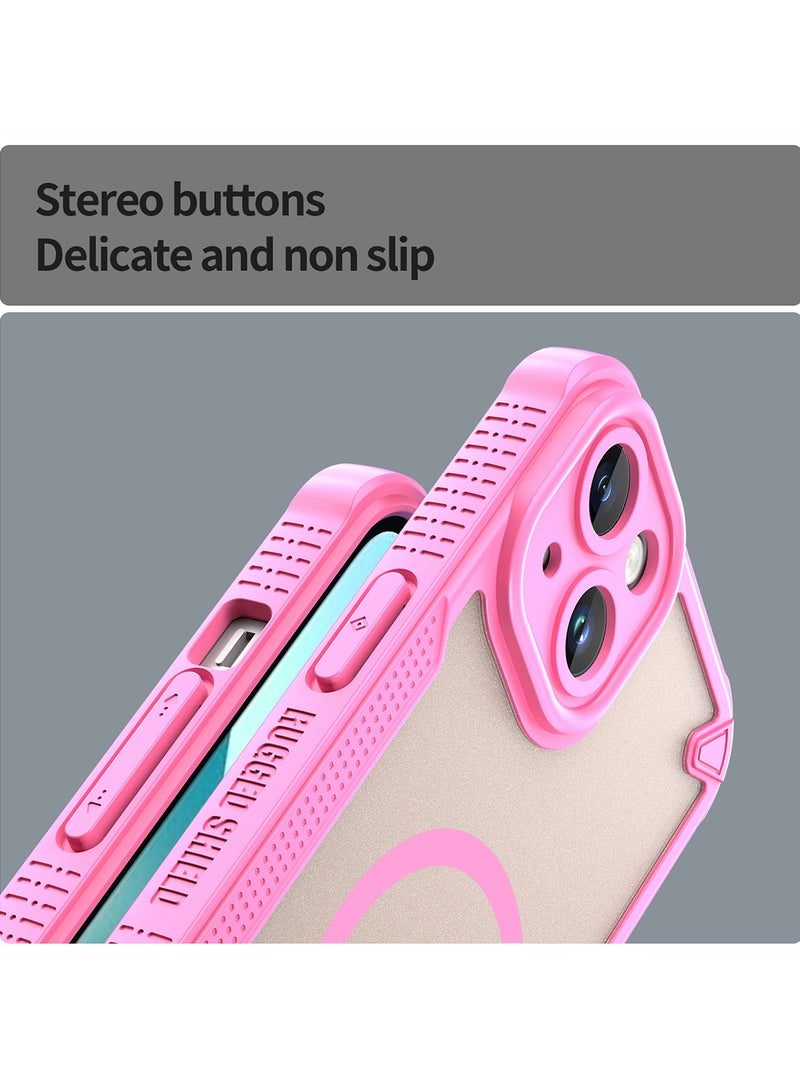 Cover For iPhone 13 Armor Glaze MagSafe Magnetic Phone Case Raised edges around the screen and camera lens help prevent scratches - Pink - Image 3